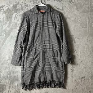 Vilagallo Checked Fringe Zip Up Wool Dress Black White Houndstooth‎ Size 36 US 4